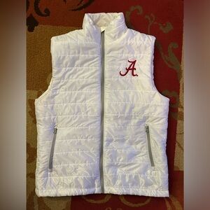 White Quilted Vest with Red Logo
